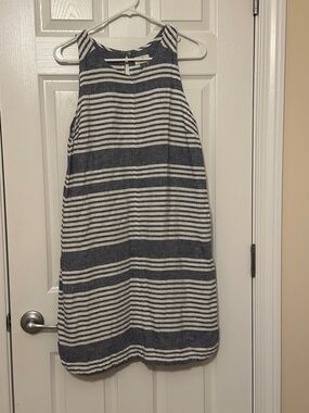 Old Navy Navy and White Striped A-Line Dress